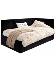 Czarny tapczan z pojemnikiem i oparciem L Salma - 4 rozmiary w sklepie Edinos.pl