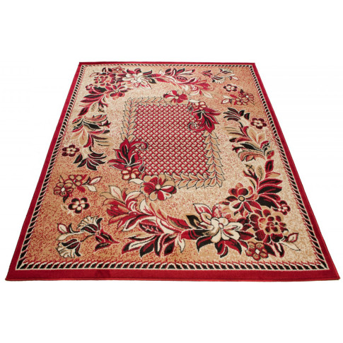 Wzorzysty czerwony dywan w klasycznym stylu Doly 3X