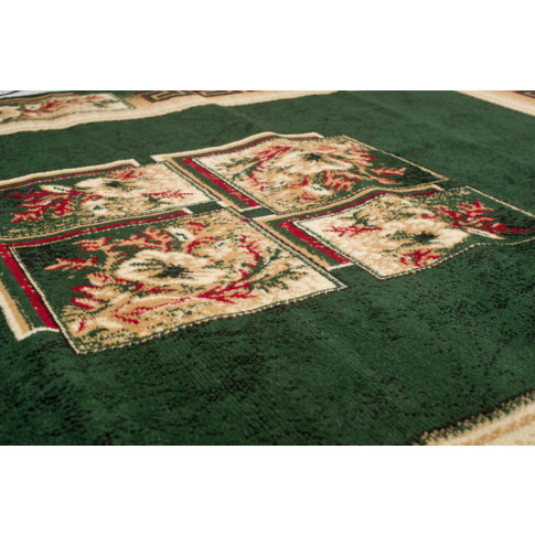 Wzorzysty salonowy zielony dywan w geometryczny wzór Fendy 4X