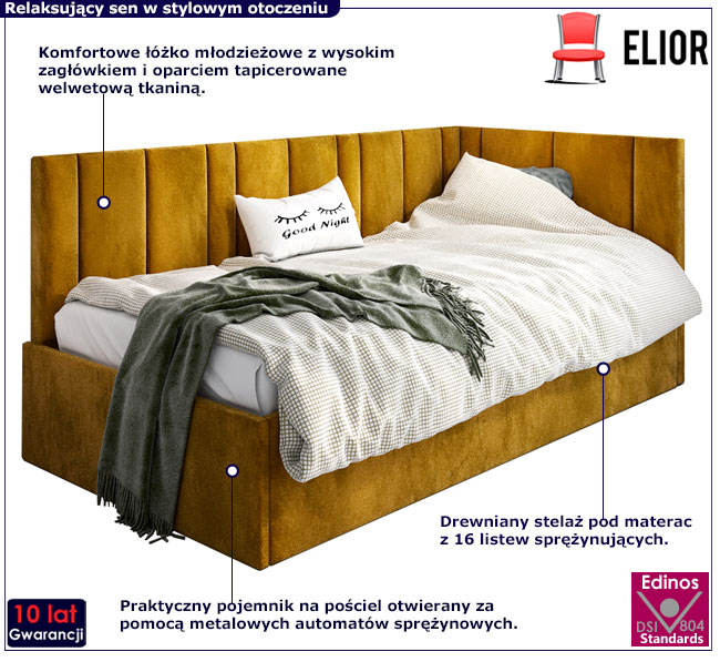 Tapicerowane łóżko młodzieżowe Elsa