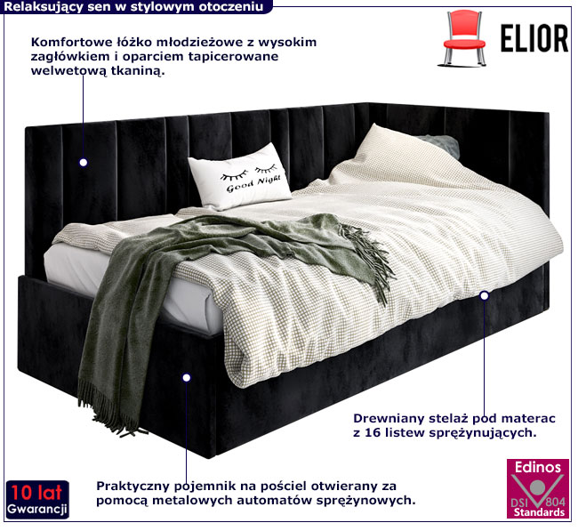 Tapicerowane łóżko młodzieżowe Elsa