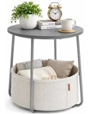 Szary skandynawski stolik kawowy z koszem - Drawera w sklepie Edinos.pl