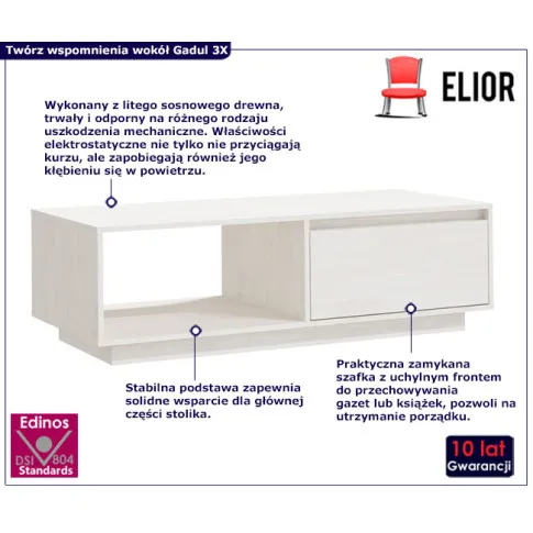 biały minimalistyczny stolik kawowy  gadul 3X