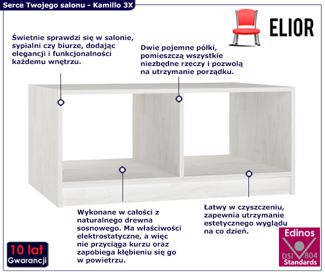 biały stolik kawowy kamillo 3X