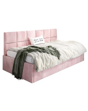 Różowe łóżko z pikowanym oparciem Lenny 4X - 3 rozmiary w sklepie Edinos.pl
