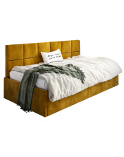 Musztardowe łóżko sofa z oparciem Lenny 4X - 3 rozmiary w sklepie Edinos.pl