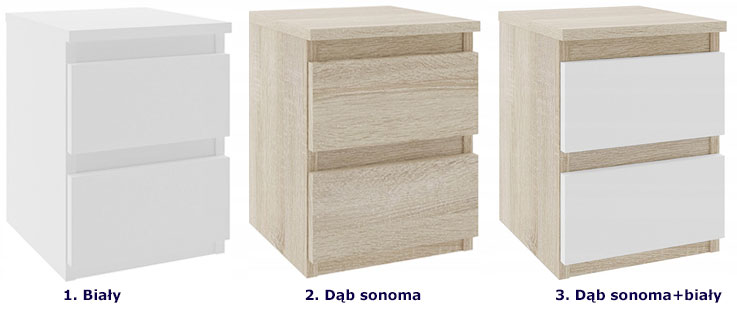 Nowoczesna szafka nocna z szufladami sonoma + biały Lekma