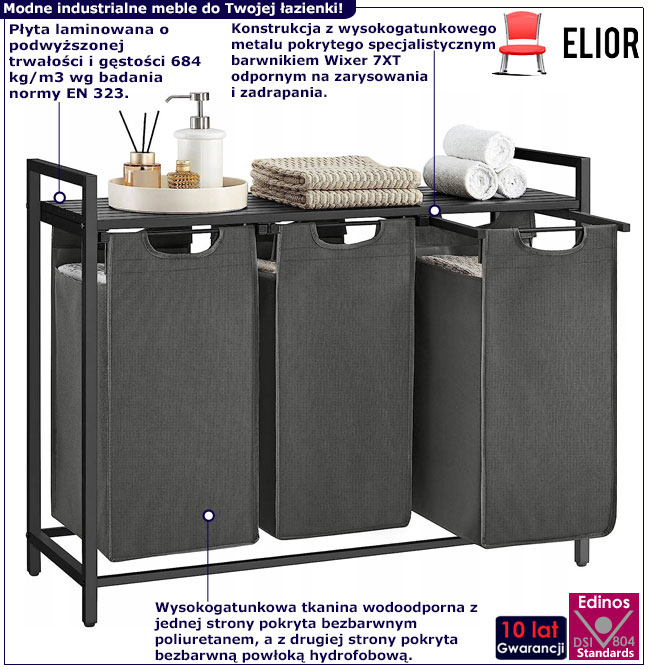 Infografika infografika szarej szafki na pranie Bedos 4X