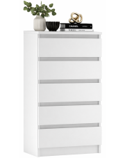 Biała komoda do przedpokoju z pięcioma szufladami - Sinke w sklepie Edinos.pl