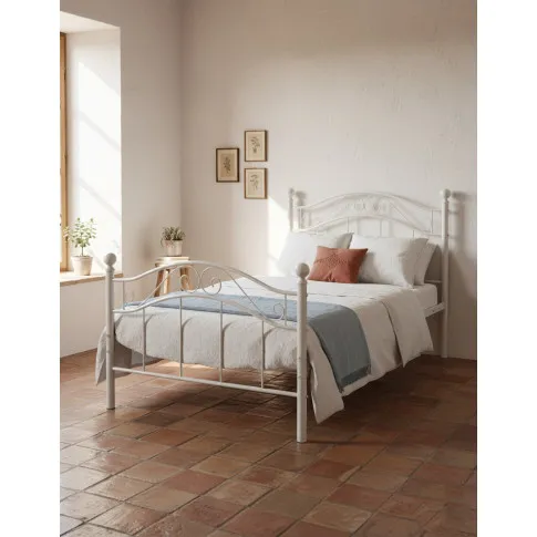 Łóżko metalowe białe w stylu industrialnym 90x200 cm   Iroz