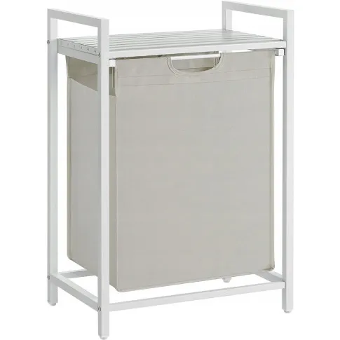 Biała szafka łazienkowa z wysuwanym koszem na pranie Areo 5X