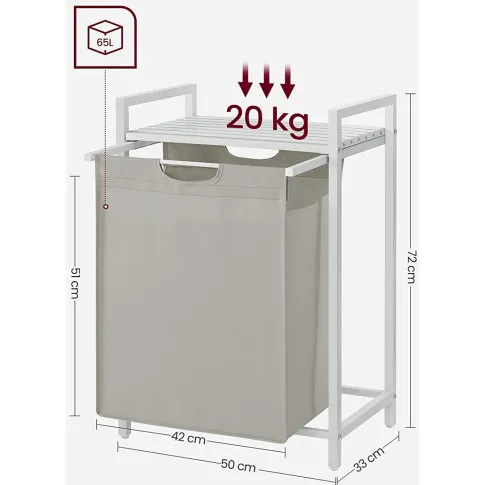 bialy regal lazienkowy z wysuwanym koszem na bielizne areo 5x