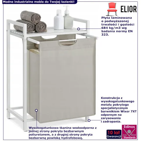 Infografika szafki z koszem na pranie Areo 5X biały