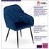 Infografika niebieskiego krzesła tapicerowanego welurowego pikowanego Antal 3X
