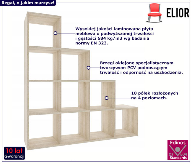 Schodkowy regał na książki dąb sonoma Epis