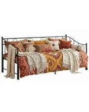 Czarne rozkładane łóżko metalowe 90x200 cm - Leoli w sklepie Edinos.pl