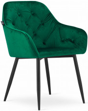 Komplet 2 zielonych krzeseł welurowych z podłokietnikami - Antal w sklepie Edinos.pl