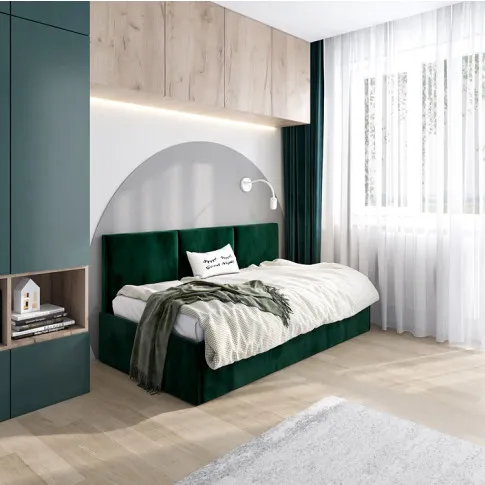 aranżacja z zielonym tapicerowanym łóżkiem sofą Sorento 4X