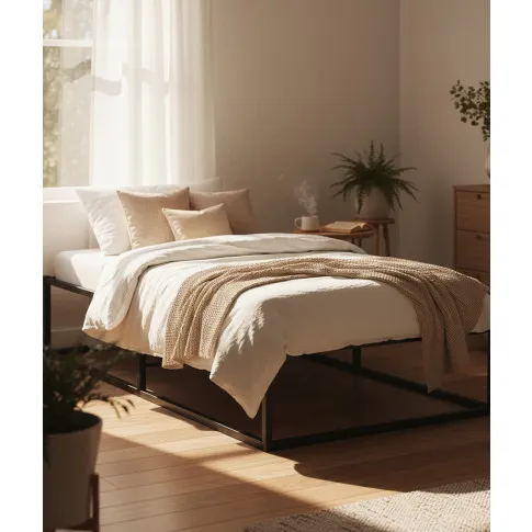 Czarne metalowe łózko w stylu industrialnym 100x200 cm   Hepa