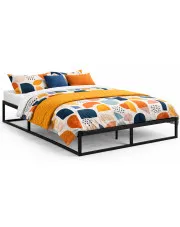 Czarne metalowe łóżko niskie stylu loft 160x200 cm - Hepa w sklepie Edinos.pl