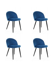 Granatowy zestaw 4 krzeseł z półokrągłym oparciem - Eferos 4X w sklepie Edinos.pl