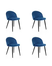 Granatowy zestaw 4 krzeseł z półokrągłym oparciem - Ari 4X w sklepie Edinos.pl