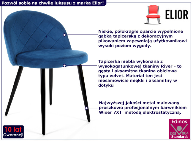 Granatowe krzesło z kompletu Eferos 4X