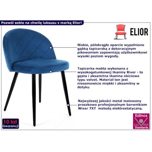 Tapicerowane krzesło Eferos kolor granatowy