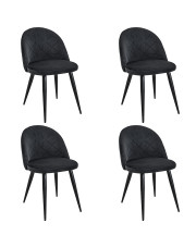 Zestaw 4 czarnych tapicerowanych krzeseł - Eferos 4X w sklepie Edinos.pl