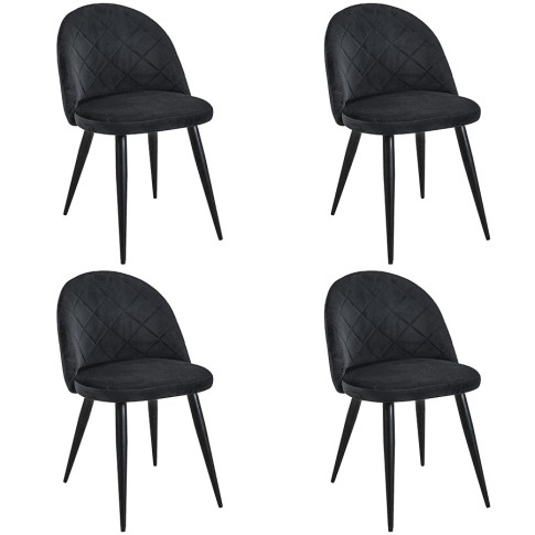 Komplet 4 czarnych krzeseł Eferos 4X
