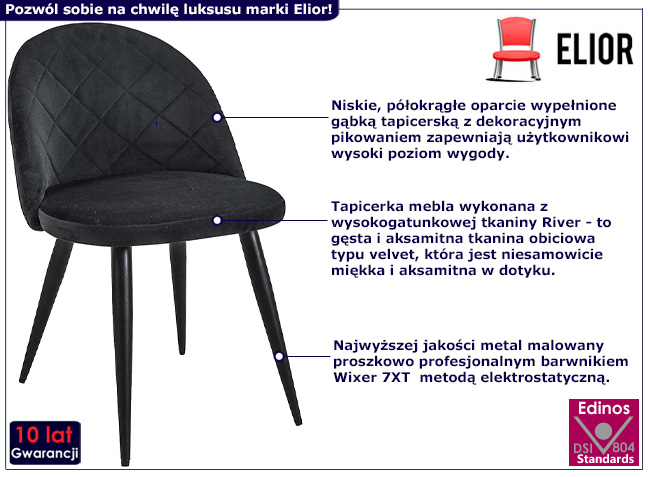 Czarne krzesło z kompletu Eferos 4X