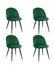 Zestaw welurowych krzeseł 4 sztuki butelkowa zieleń - Eferos 4X w sklepie Edinos.pl