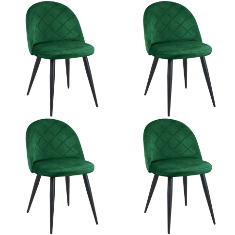 Komplet 4 welurowych krzeseł Eferos 4X kolor butelkowa zieleń