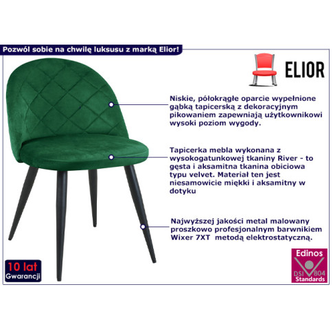 Tapicerowane krzesło Eferos kolor butelkowa zieleń