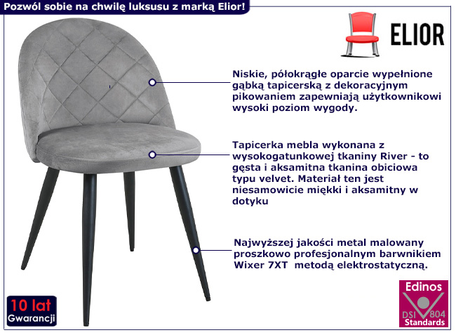 Szare krzesło z kompletu Lemur 4X