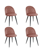 Komplet 4 różowych krzeseł z pikowanym oparciem - Eferos 4X w sklepie Edinos.pl