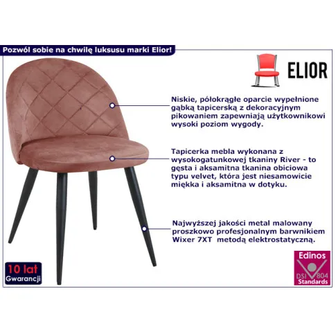 Tapicerowane różowe krzesło Eferos