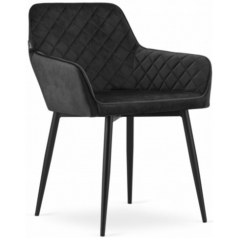 Czarne pikowane krzesło tapicerowane do jadalni 2 szt Dante