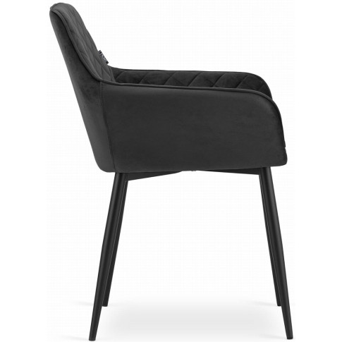Czarne welurowe krzesło tapicerowane metalowe Dante