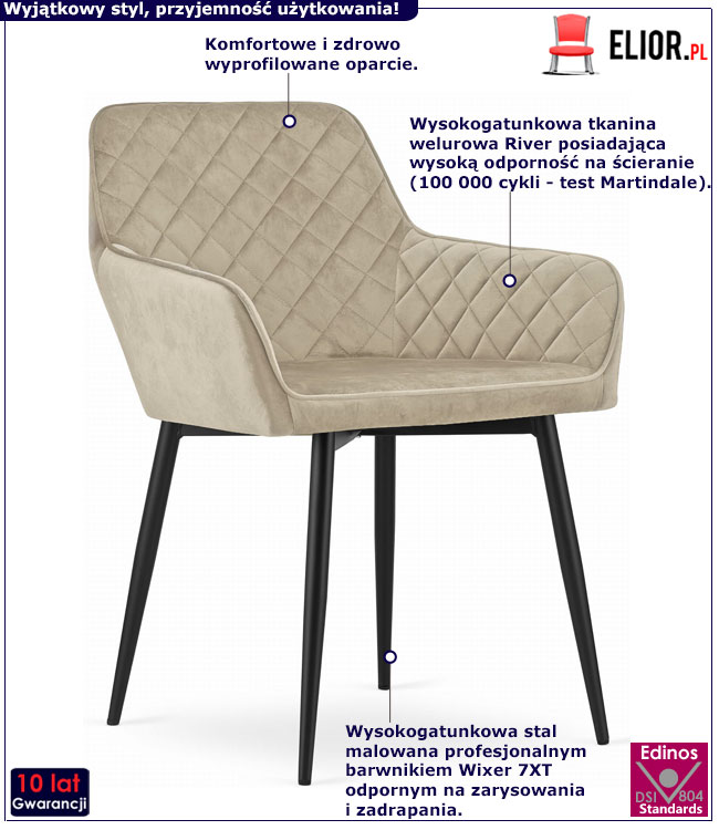 Beżowe tapicerowane krzesło z podłokietnikami Grill/BBQ 3X zestaw 2 sztuk