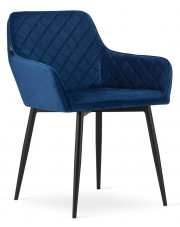 Granatowe krzesło welurowe pikowane - Dante 3X w sklepie Edinos.pl
