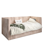 Beżowe łóżko z wysokim oparciem Sorento 5X - 3 rozmiary w sklepie Edinos.pl