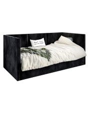 Czarne tapicerowane łóżko z oparciem Sorento 5X - 3 rozmiary w sklepie Edinos.pl