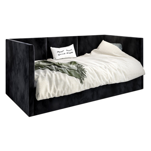 Czarne łóżko z wysokim oparciem Sorento 5X