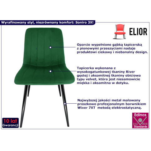 Tapicerowane krzesło Soniro 3X kolor butelkowa zieleń