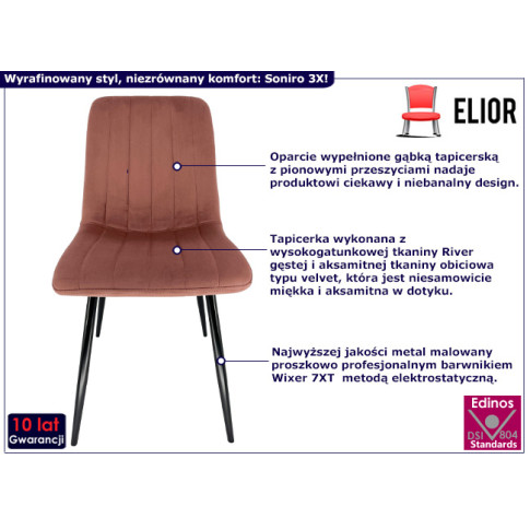 Tapicerowane krzesło Soniro 3X kolor różowy