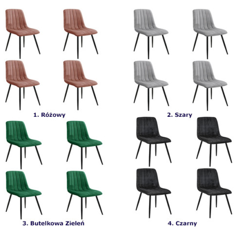 Kolory kompletu 4 krzeseł Soniro 4X
