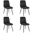 Zestaw 4 sztuk czarnych welurowych krzeseł z metalowymi nogami -  Soniro 4X