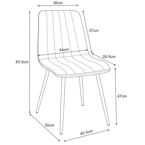 Wymiary krzesła z kompletu Soniro 4X