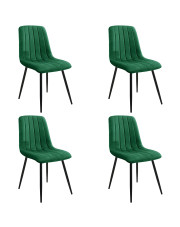 Komplet 4 eleganckich tapicerowanych krzeseł butelkowa zieleń - Soniro 4X w sklepie Edinos.pl